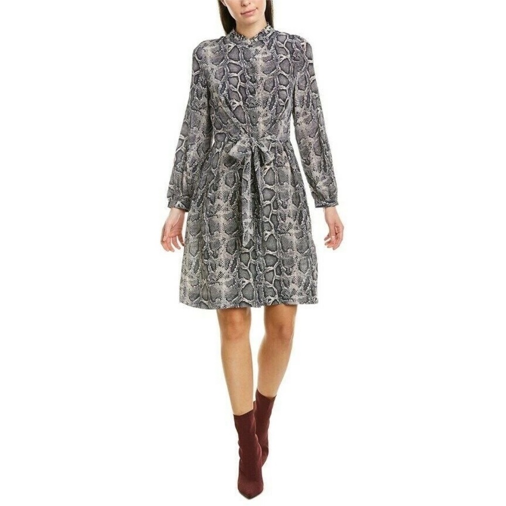 Rebecca Taylor Women's Silk Dress In Washed Black Snake Print Size 4